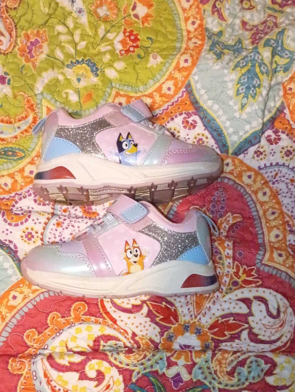 Light Up Girls' Pastel Glitter Bluey Sneakers